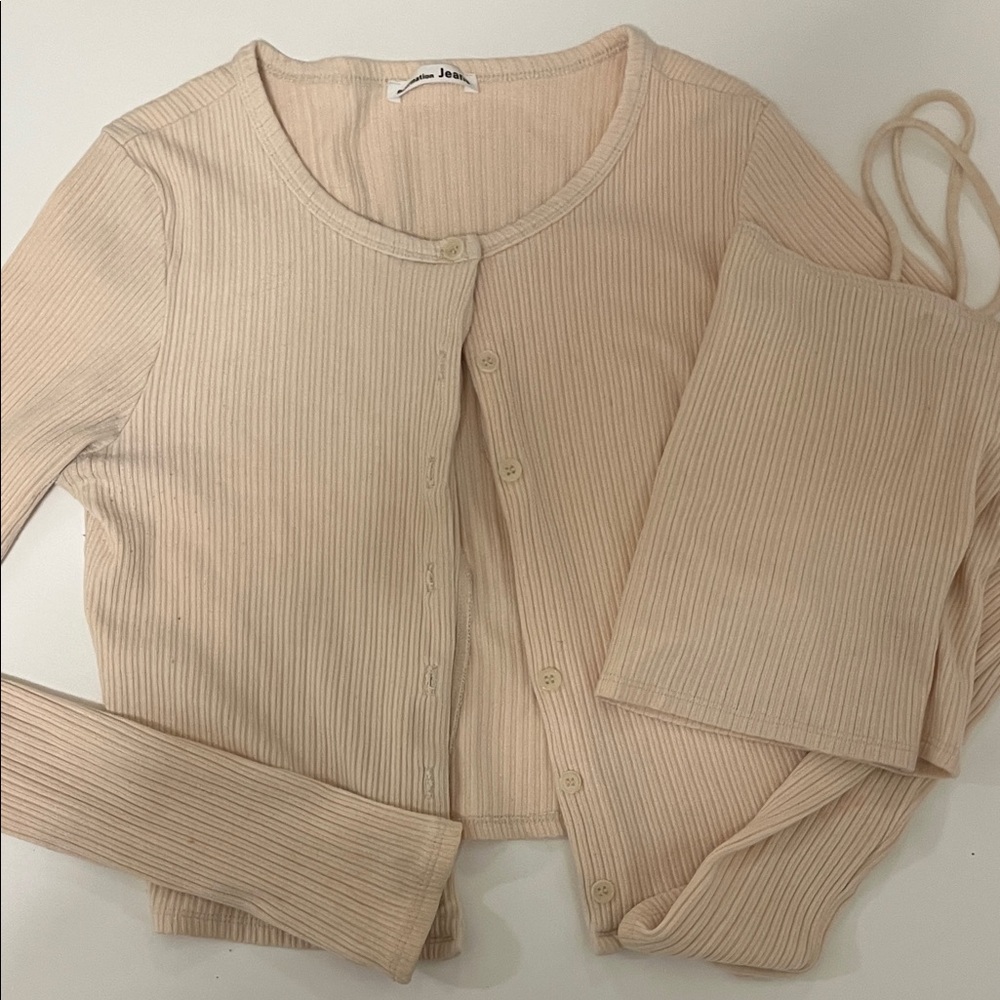 Reformation Cream Ribbed Knitwear